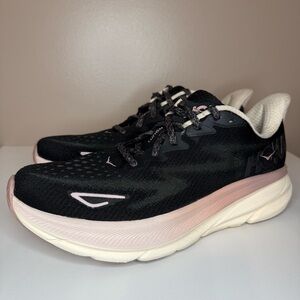 HOKA One One Clifton 9 Obsidian/Quartzite Black/Pink Running Shoes Women’s 9.5